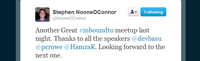 Stephen O`Connor, Inbound Marketing Toronto meetup feedback