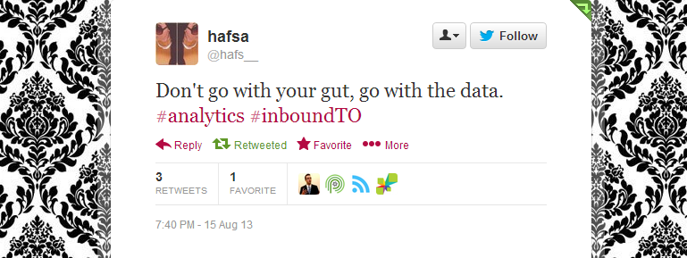 Hafsa's Inbound Marketing Toronto tweet