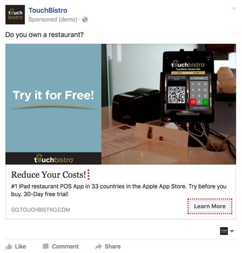 How To Create B2B SaaS Content That Converts A photo of TouchBistros old Facebook ad that was targeted to restaurant owners instead of the staff. It reads: "Do you own a restaurant?"
