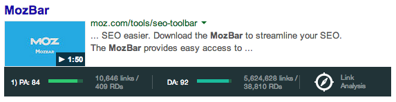 mozbar v3 serp overlay