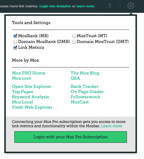 mozbar v3 settings section