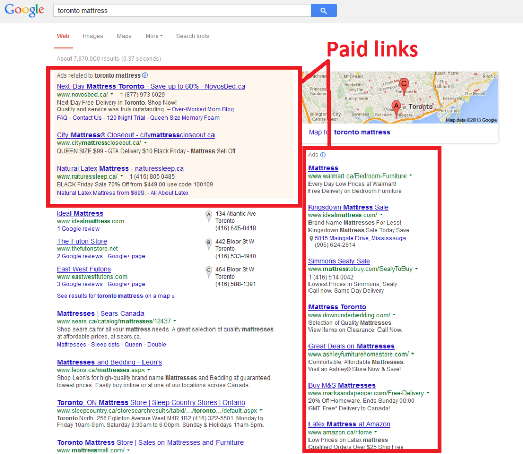 Paid links on google