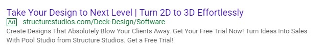 Google ad example for Structure Studios