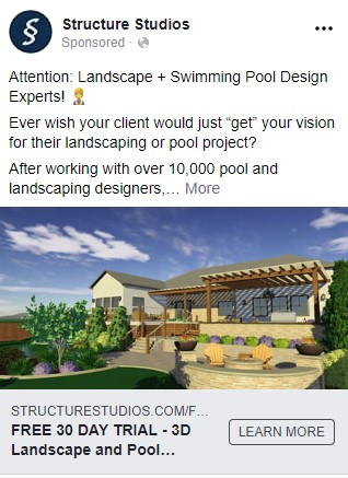 Facebook ad example for Structure Studios