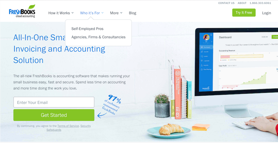 FreshBooks Homepage: Who It's For