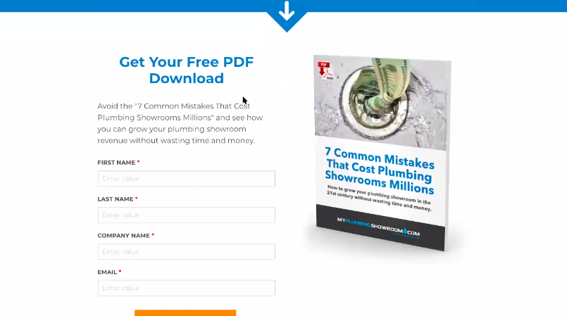 Landing page example for a B2B SaaS LinkedIn ad: "Get Your Free PDF Download"