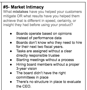 Step #5: section of SaaS Positioning Canvas by Powered By Search - What mistakes have you helped your customers mitigate?