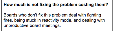 Desires section of SaaS Positioning Canvas by Powered By Search: how much is not fixing the problem costing them?