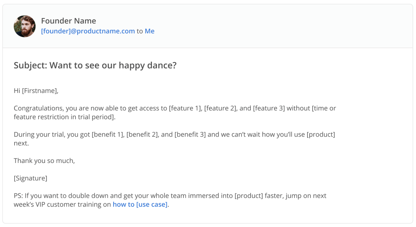 Image showing want to see our happy dance email template