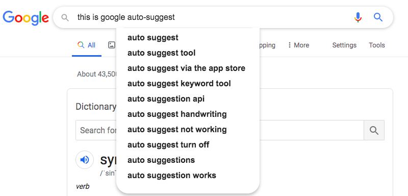 Google search: this is google auto-suggest