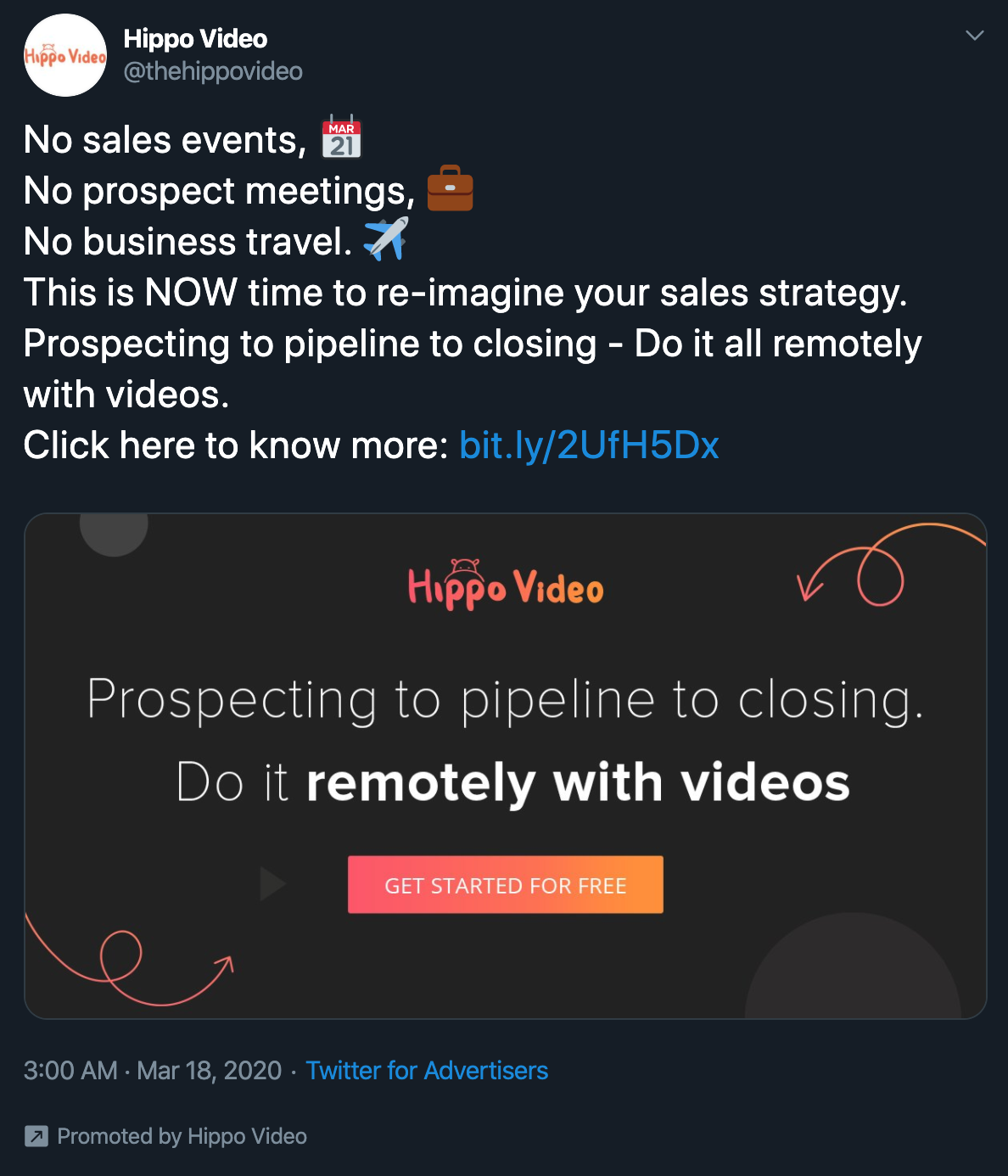 A Hippo Video advertisement