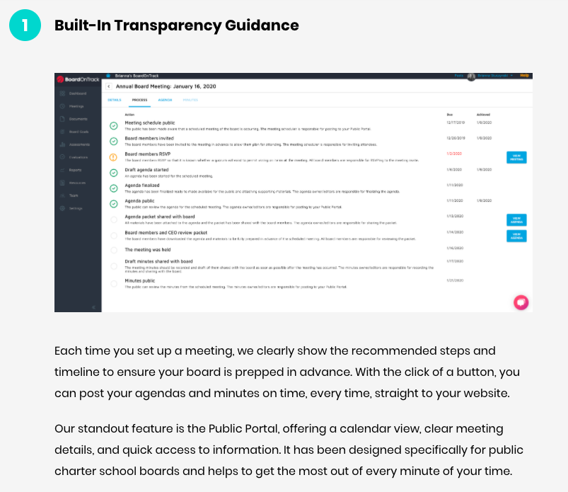 Competitor comparison landing page example 1: Built-In Transparency Guidance