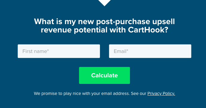 CartHook calculator form: What is my new post-purchase upsell revenue potential with CartHook?