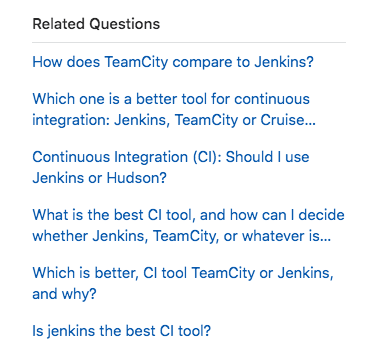 Related questions in Quora: "How does TeamCity compare to Jenkins?" and so on.