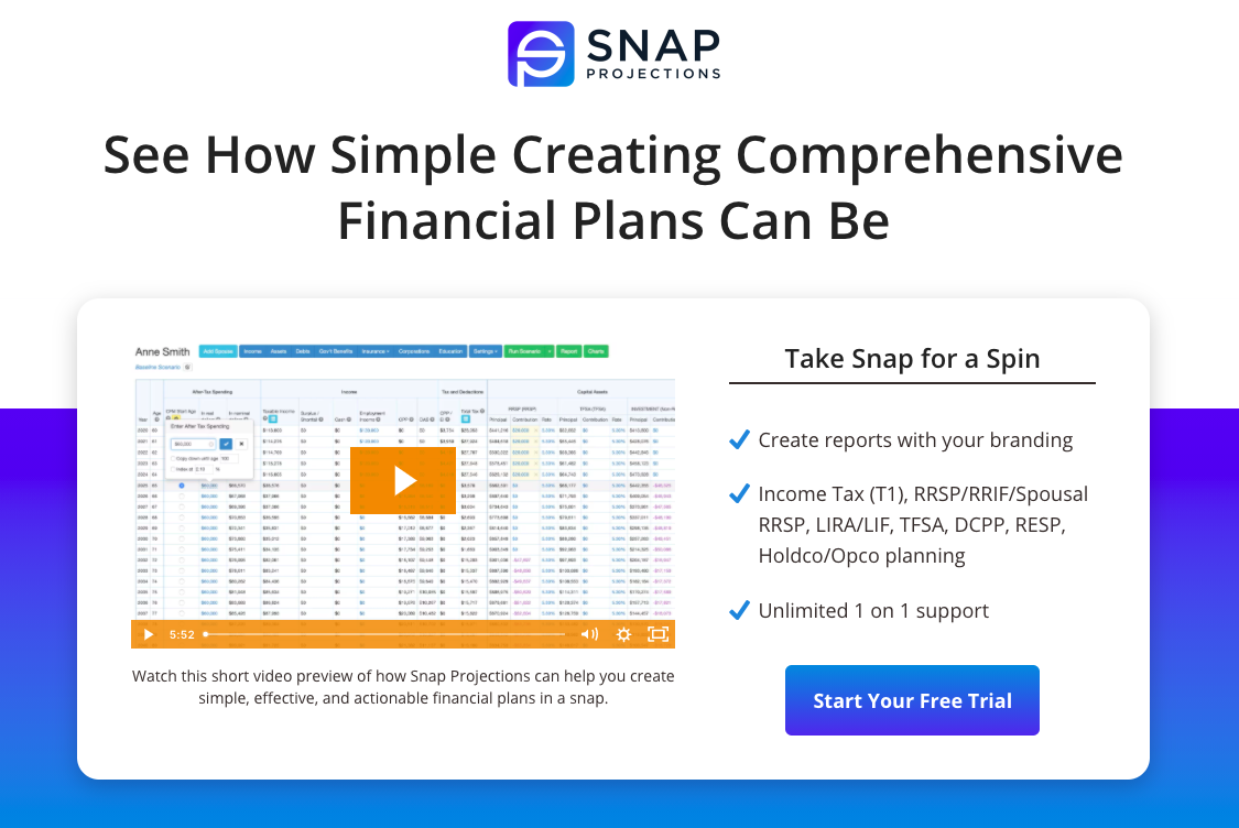 Landing page vs website page example: SNAP Projections