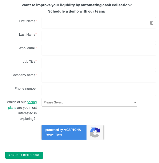 Invoiced's Opt-In lead form