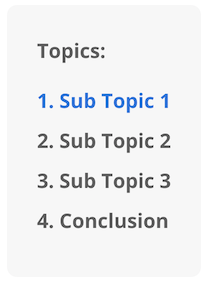 Topics: Sub Topic 1, Sub Topic 2, Sub Topic 3, Conclusion