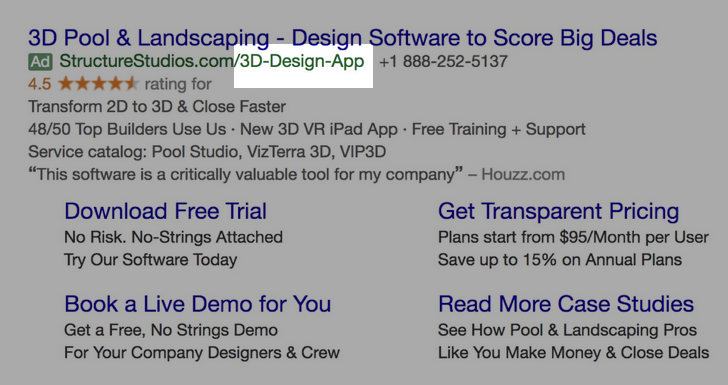 Google Ads creative example for B2B SaaS: URL slig /3D-Design-App/