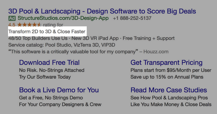 Google Ads creative example for B2B SaaS: Transform 2D to 3D & Close Faster