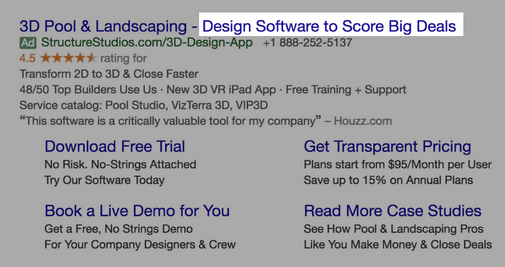 Google Ads creative example for B2B SaaS: Design Software to Score Big Deals