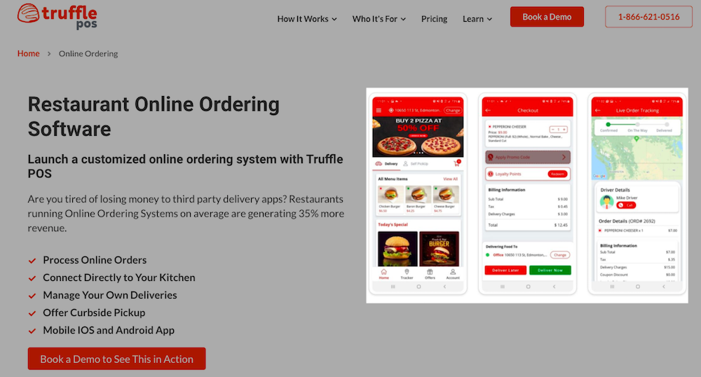  B2B SaaS Product Page Example: Images of client view ordering software is highlighted