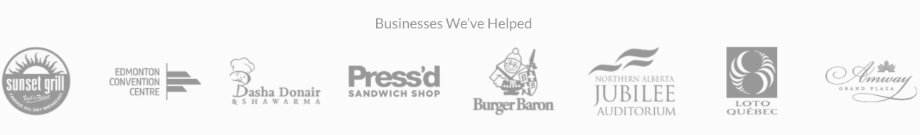 Example Banner of Trust including business logos for Sunset grill, Press'd, Jubilee and others