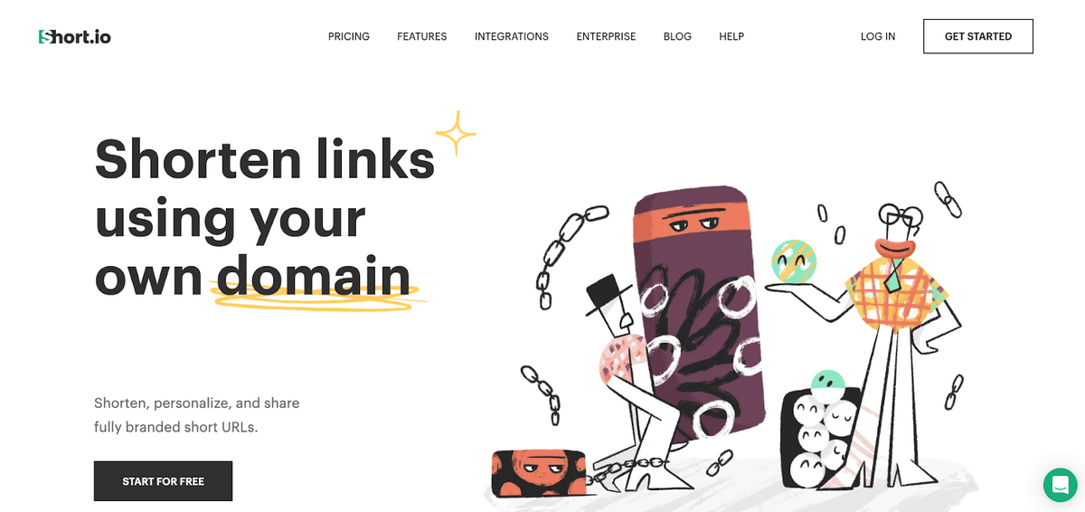 How To Create B2B SaaS Content That Converts Example of pain point focused positioning in B2B SaaS: 'Shorten links using your own domain'