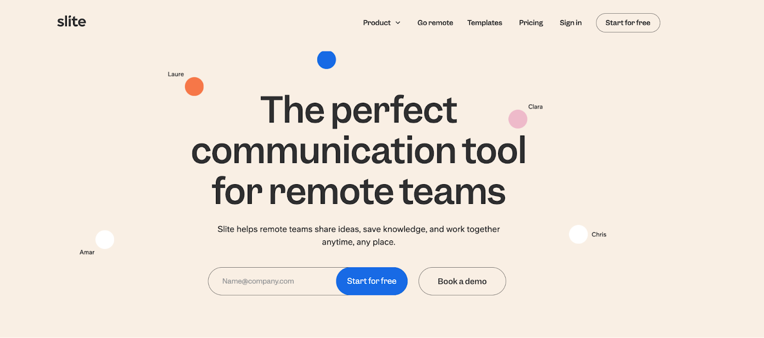 Example of vague positioning in B2B SaaS - "The perfect communication tool for remote teams"