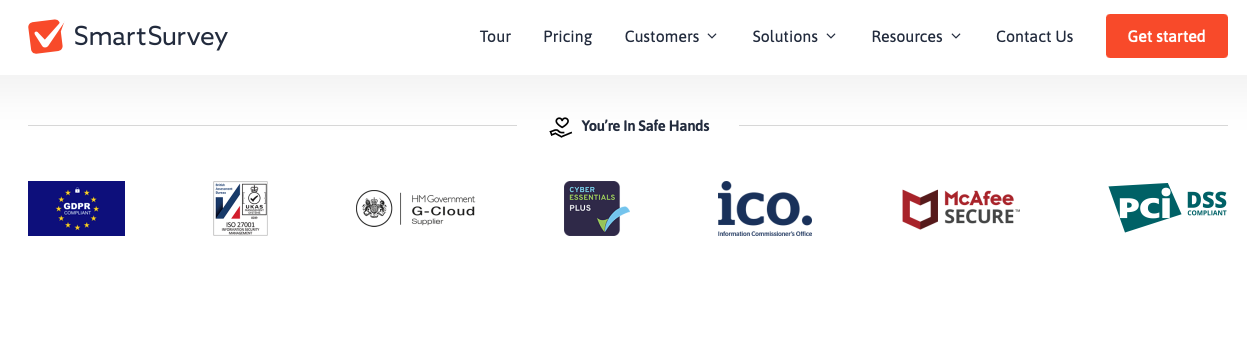 Example of using badges to show security of your B2B SaaS product