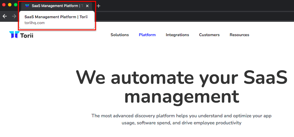 "SaaS management platform" is their keyword, however they don't make use of using it on their homepage.