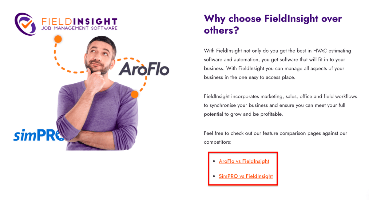 Example of implementing our SEO strategy for FieldInsight