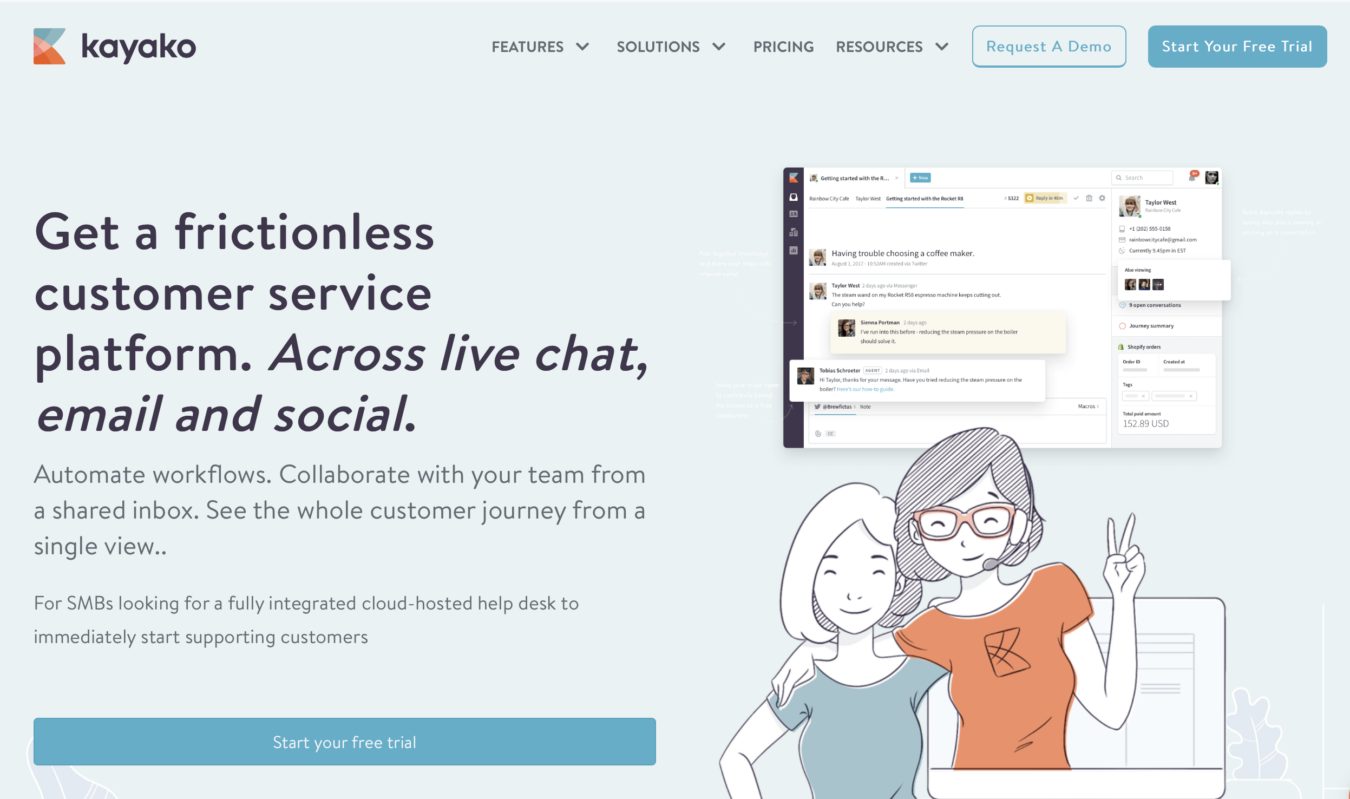 Kayako landing page
