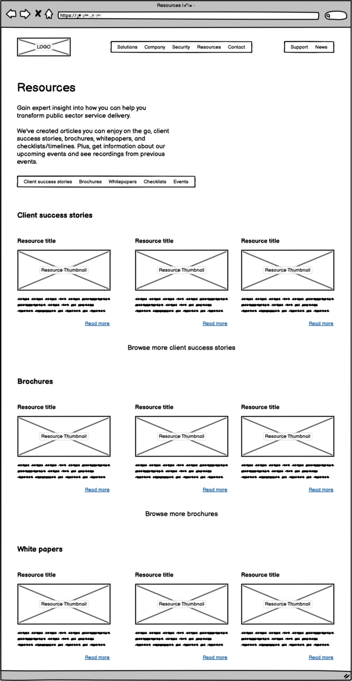 hub page mockup